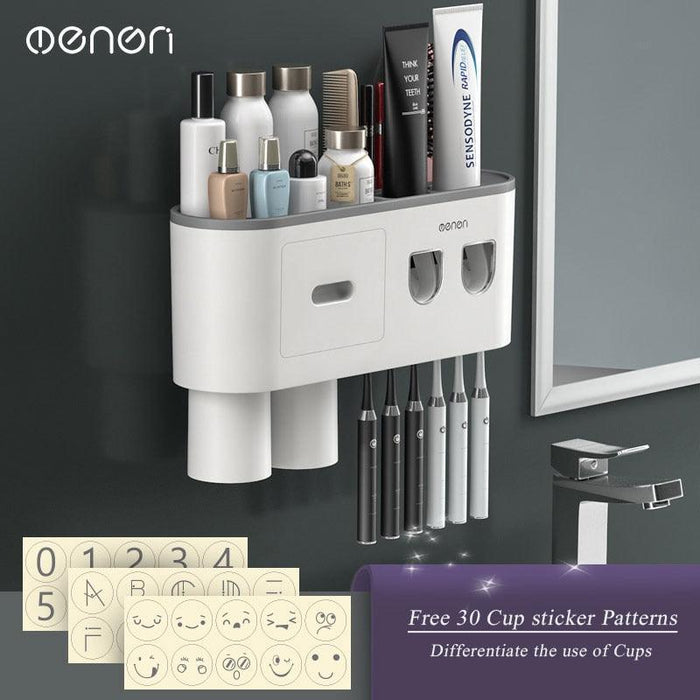 Sleek Magnetic Toothbrush and Toothpaste Organizer with Automatic Dispenser for a Stylish Bathroom Upgrade