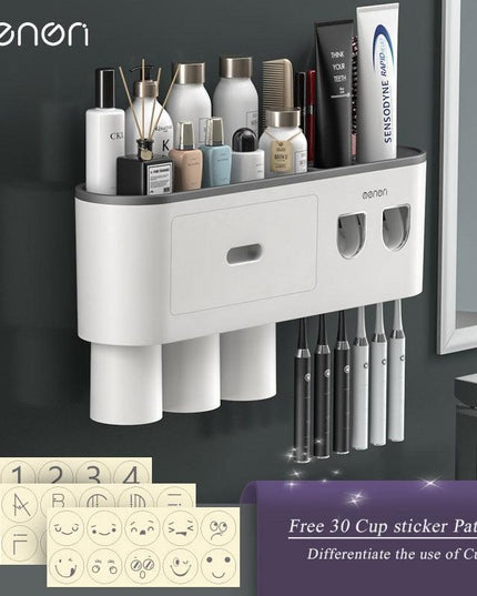 Sleek Magnetic Toothbrush and Toothpaste Organizer with Automatic Dispenser for a Stylish Bathroom Upgrade