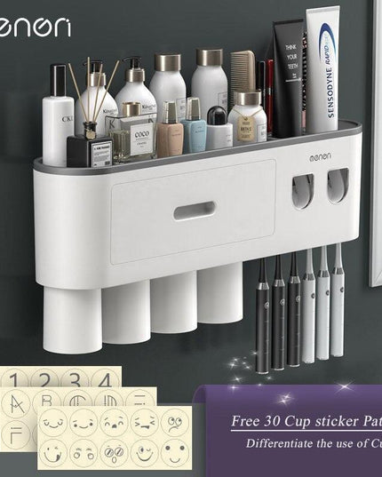 Sleek Magnetic Toothbrush and Toothpaste Organizer with Automatic Dispenser for a Stylish Bathroom Upgrade