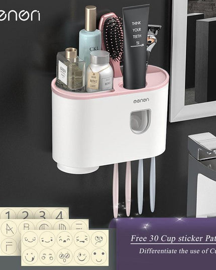 Sleek Magnetic Toothbrush and Toothpaste Organizer with Automatic Dispenser for a Stylish Bathroom Upgrade