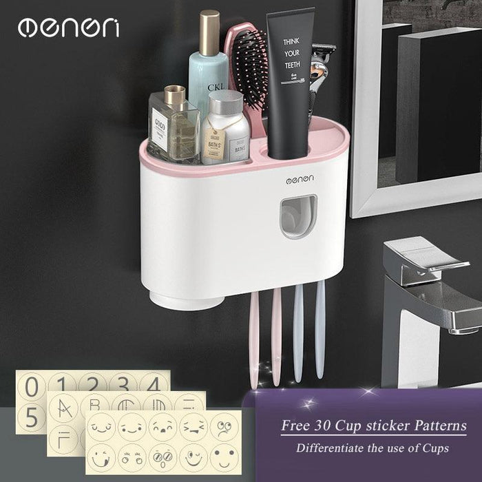 Sleek Magnetic Toothbrush and Toothpaste Organizer with Automatic Dispenser for a Stylish Bathroom Upgrade