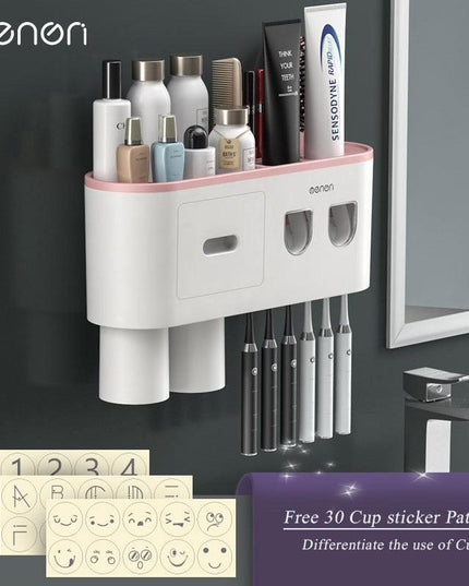 Sleek Magnetic Toothbrush and Toothpaste Organizer with Automatic Dispenser for a Stylish Bathroom Upgrade