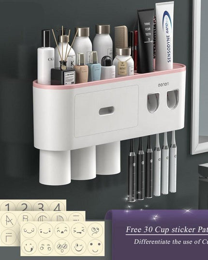 Sleek Magnetic Toothbrush and Toothpaste Organizer with Automatic Dispenser for a Stylish Bathroom Upgrade