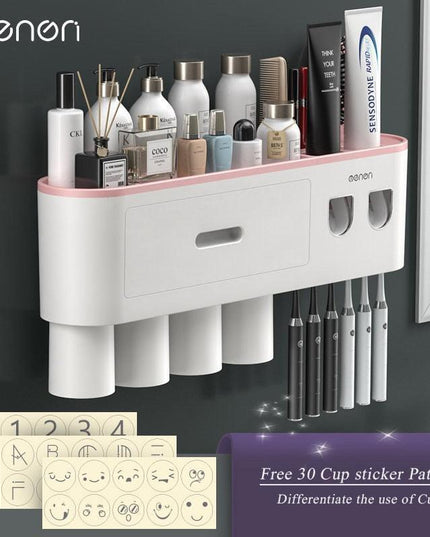 Sleek Magnetic Toothbrush and Toothpaste Organizer with Automatic Dispenser for a Stylish Bathroom Upgrade