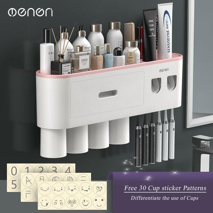 Sleek Magnetic Toothbrush and Toothpaste Organizer with Automatic Dispenser for a Stylish Bathroom Upgrade