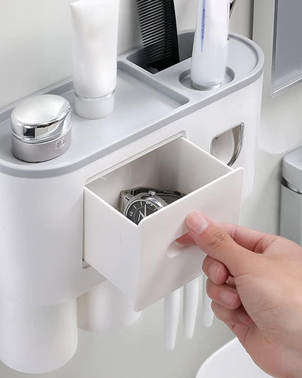 Sleek Magnetic Toothbrush and Toothpaste Organizer with Automatic Dispenser for a Stylish Bathroom Upgrade