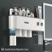 Efficient Magnetic Toothbrush and Toothpaste Holder with Automatic Dispenser for Modern Bathroom Organization