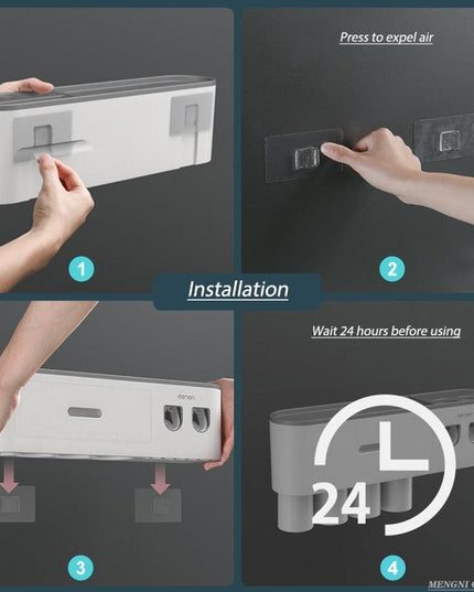 Sleek Magnetic Toothbrush and Toothpaste Organizer with Automatic Dispenser for a Stylish Bathroom Upgrade