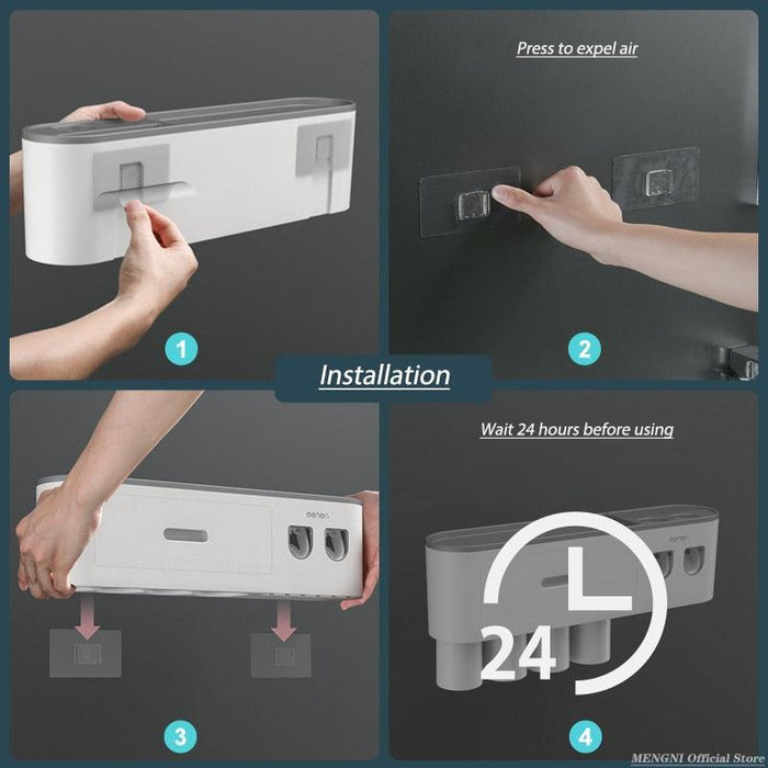 Sleek Magnetic Toothbrush and Toothpaste Organizer with Automatic Dispenser for a Stylish Bathroom Upgrade