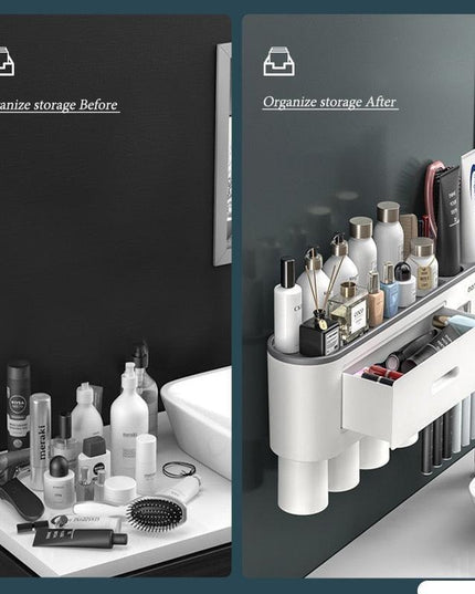 Sleek Magnetic Toothbrush and Toothpaste Organizer with Automatic Dispenser for a Stylish Bathroom Upgrade