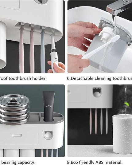 Sleek Magnetic Toothbrush and Toothpaste Organizer with Automatic Dispenser for a Stylish Bathroom Upgrade