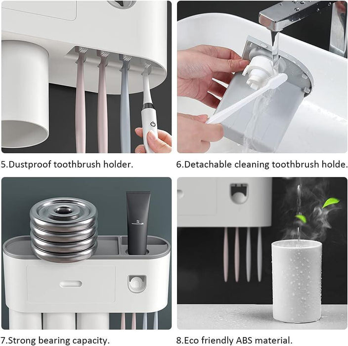 Sleek Magnetic Toothbrush and Toothpaste Organizer with Automatic Dispenser for a Stylish Bathroom Upgrade
