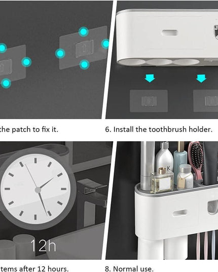 Sleek Magnetic Toothbrush and Toothpaste Organizer with Automatic Dispenser for a Stylish Bathroom Upgrade