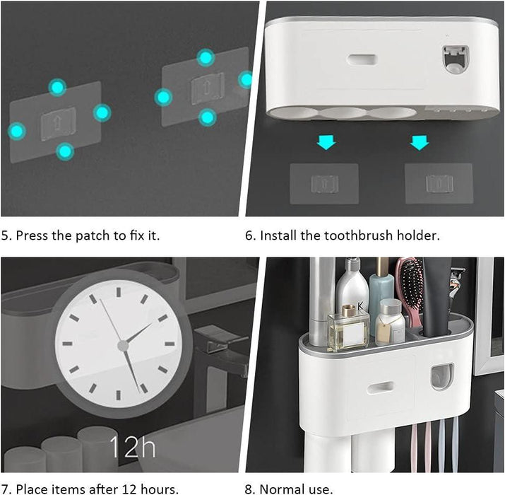 Sleek Magnetic Toothbrush and Toothpaste Organizer with Automatic Dispenser for a Stylish Bathroom Upgrade