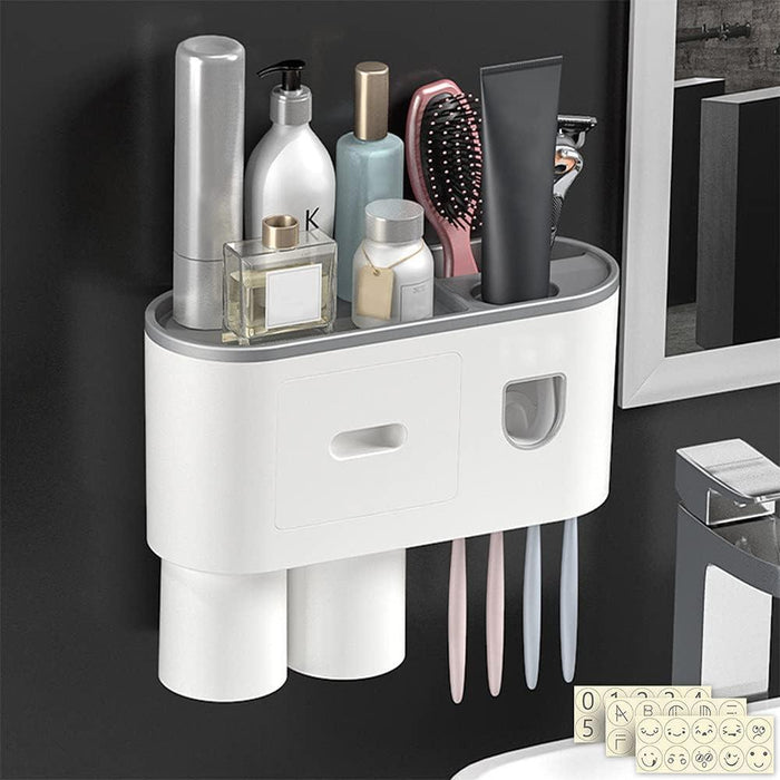 Sleek Magnetic Toothbrush and Toothpaste Organizer with Automatic Dispenser for a Stylish Bathroom Upgrade