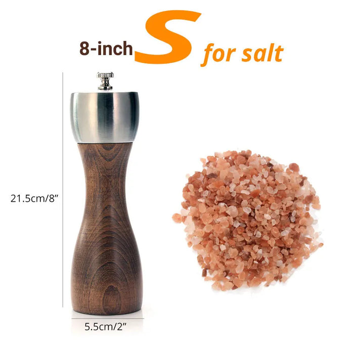 Enhance Your Culinary Experience with the Deluxe Beech Wood Salt and Pepper Grinder Duo Featuring a Professional Carbon Steel Rotor