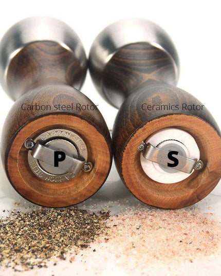 Elegant Beech Wood Salt and Pepper Mill Set with Premium Carbon Steel Mechanism