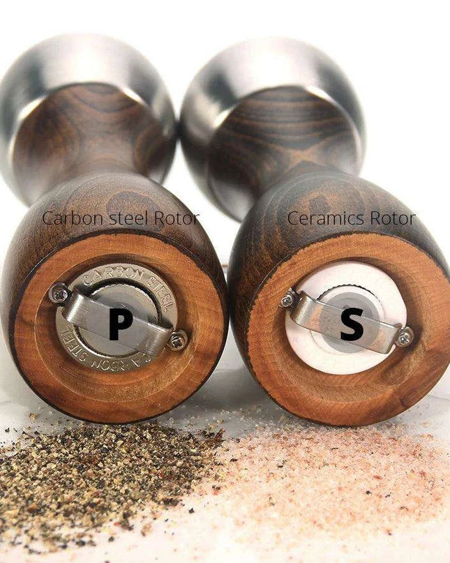 Elegant Beech Wood Salt and Pepper Mill Set with Premium Carbon Steel Mechanism
