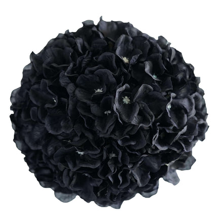 AliKopy 4 Pack 7" Black Artificial Silk Hydrangea Kissing Balls - Eleg