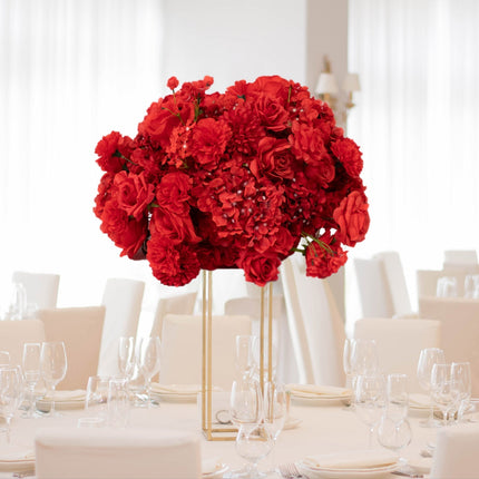 AliKopy 22-Inch Red Silk Flower Centerpiece - Pre-Arranged, Wedding De