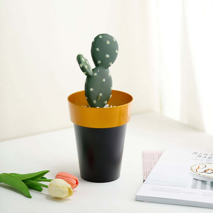 AliKopy 2-Pack Medium Black Flower Pots with Gold Rim - 6" Indoor Plan