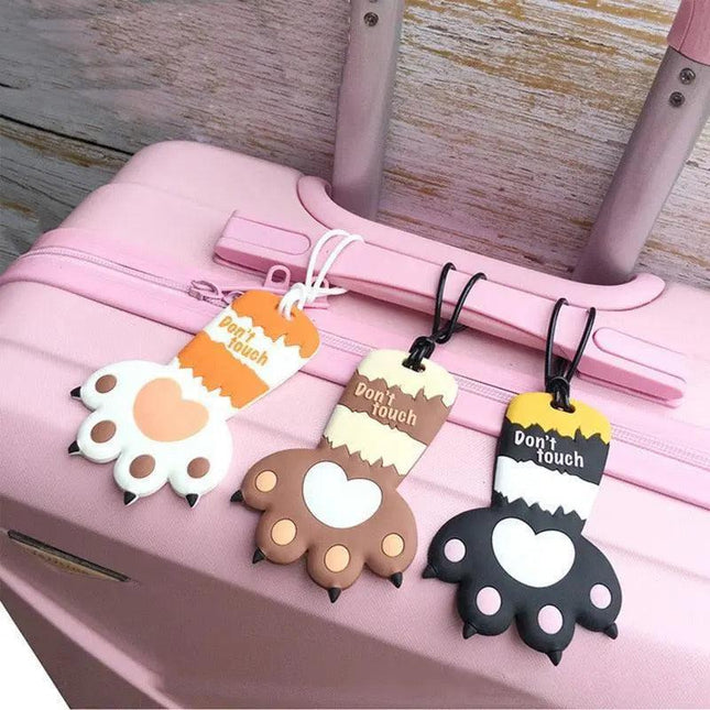 Charming Cat Paw Silicone Luggage Tags - Whimsical Travel Accessories & Baggage Identifier