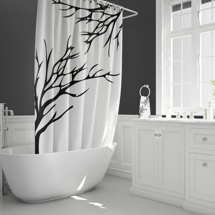 Silhouetted Tree Designer Shower Curtain