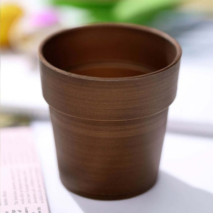 AliKopy 3-Pack Rustic Brown Small Flower Plant Pots - Durable Plastic,