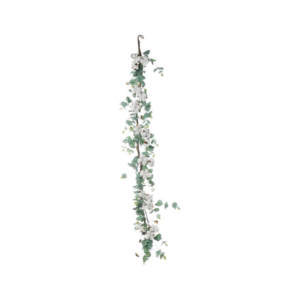 AliKopy 5ft Green Eucalyptus Leaf & Cotton Ball Garland Vine, Durable