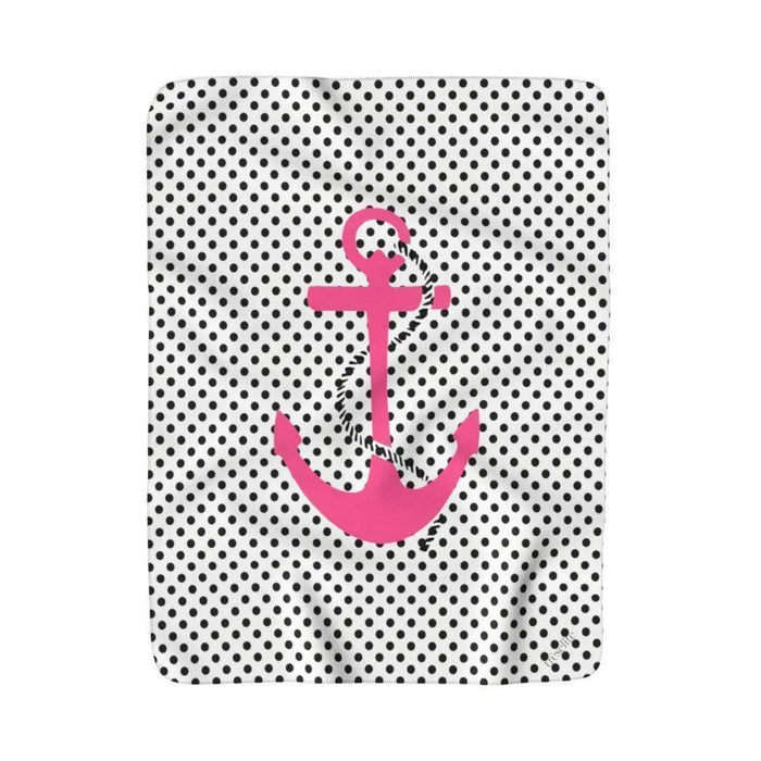 Pink Anchor Polka Dot Cozy Sherpa Throw Blanket