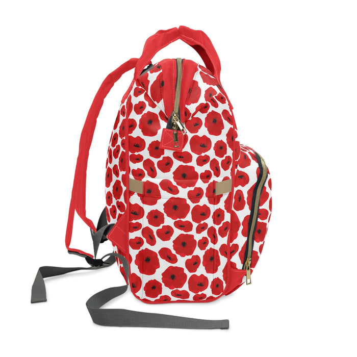 Red Poppy Deluxe Nylon Diaper Backpack