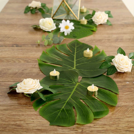 AliKopy 12-Pack Large Artificial Monstera Leaves - Tropical Table Deco