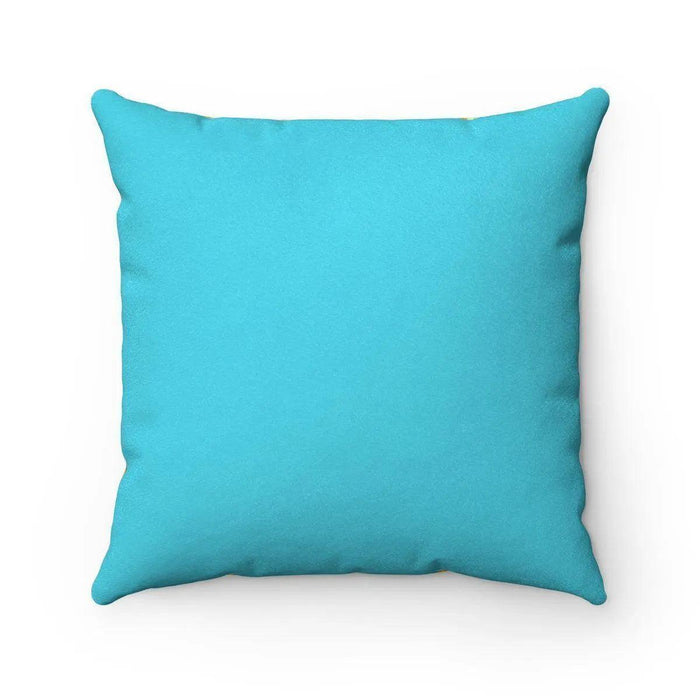 Reversible Tribal Decorative Pillow with Insert in Turquoise Faux Suede