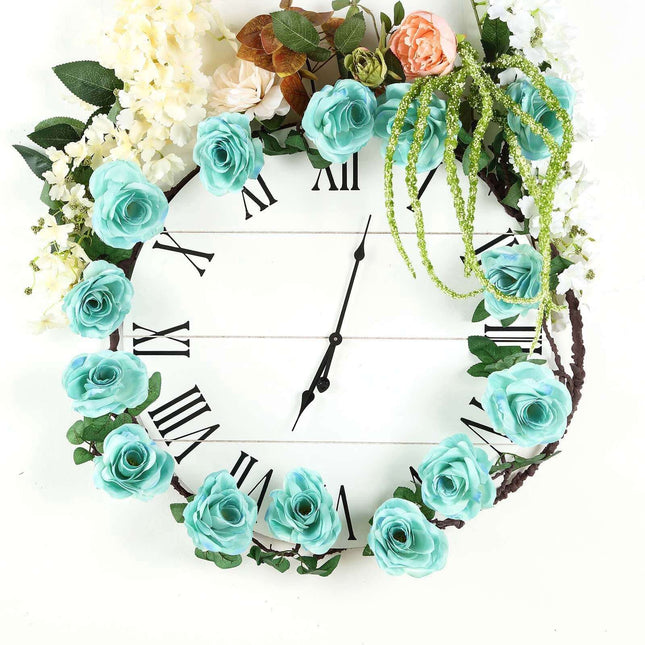AliKopy 6ft Aqua Turquoise Silk Rose Garland Vine, Durable & Realistic