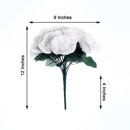 AliKopy 12" White Velvet-Like Artificial Rose Bouquet, Lifelong Freshn