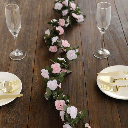 Très Elite 2 Pack 8ft Blush Dusty Rose Silk Flower Garland - 45 Flower