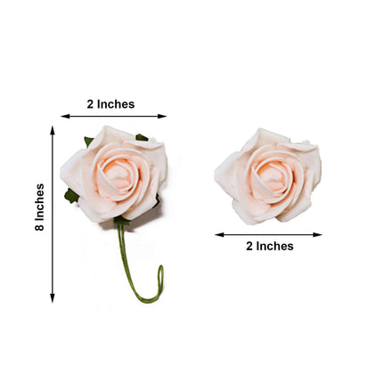 AliKopy 24 Blush Foam Roses - Realistic, Adjustable Stem & Leaves