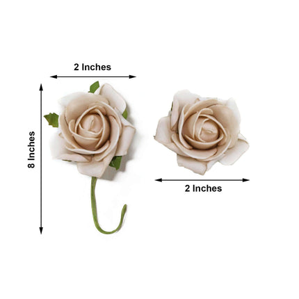 AliKopy 24 Champagne Foam Roses - Realistic, Durable with Stem & Leave