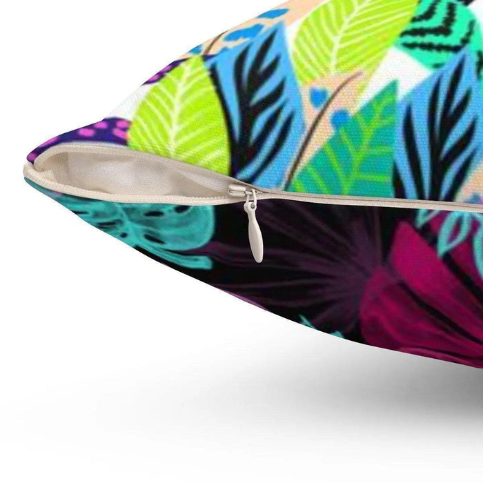 Reversible Tropical Leaves Decorative Pillowcase