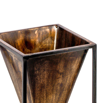 Room & Decor Antique Brass & Black Iron Decorative Vase - Elegant Desi