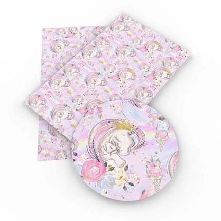 Unicorn Dreamland Faux Leather Crafting Fabric for Whimsical Projects