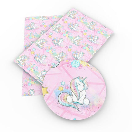 Unicorn Dreamland Faux Leather Crafting Fabric for Whimsical Projects