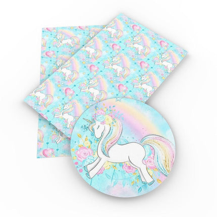 Unicorn Dreamland Faux Leather Crafting Fabric for Whimsical Projects
