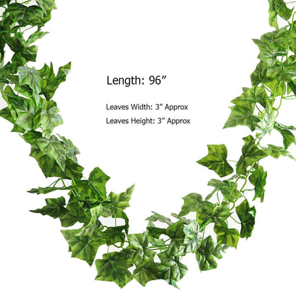 AliKopy 8ft Dark Green UV Protected Artificial Ivy Leaf Garland Vine