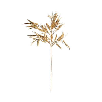 AliKopy 2-Pack Gold Metallic Bamboo Leaf Branches - Shiny Faux Stems