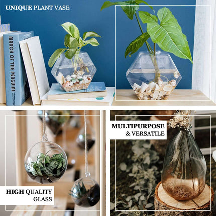 AliKopy 3-Pack Trapezoid Glass Wall Vases - Modern Indoor Planters