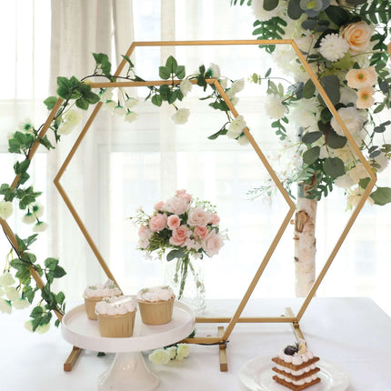 AliKopy Gold Hexagon Wedding Arch - Self-Standing Geometric Centerpiec