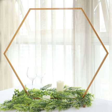 AliKopy Gold Hexagon Wedding Arch - Self-Standing Geometric Centerpiec