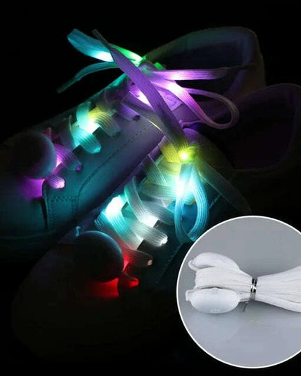 Luminous LED Shoelaces - Glow in the Dark No-Tie Sport Laces with Multiple Flash Modes for Parties and Festivals