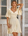 Elegant Ruffled V-Neck Summer Dress with Stylish Drop Sleeves
